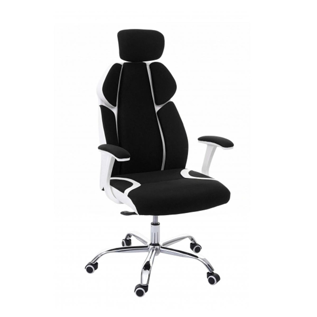 Chaise de Bureau TUXON WHITE, Design Exlusif et Ergonomique, Piétement en Métal, en Tissu, Noir