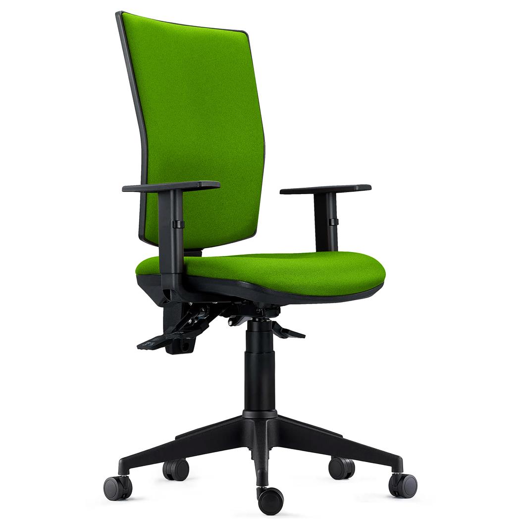 Chaise Ergonomique ATLANTA, Grand Confort, Dossier Ajustable, en Tissu Ignifuge, Vert