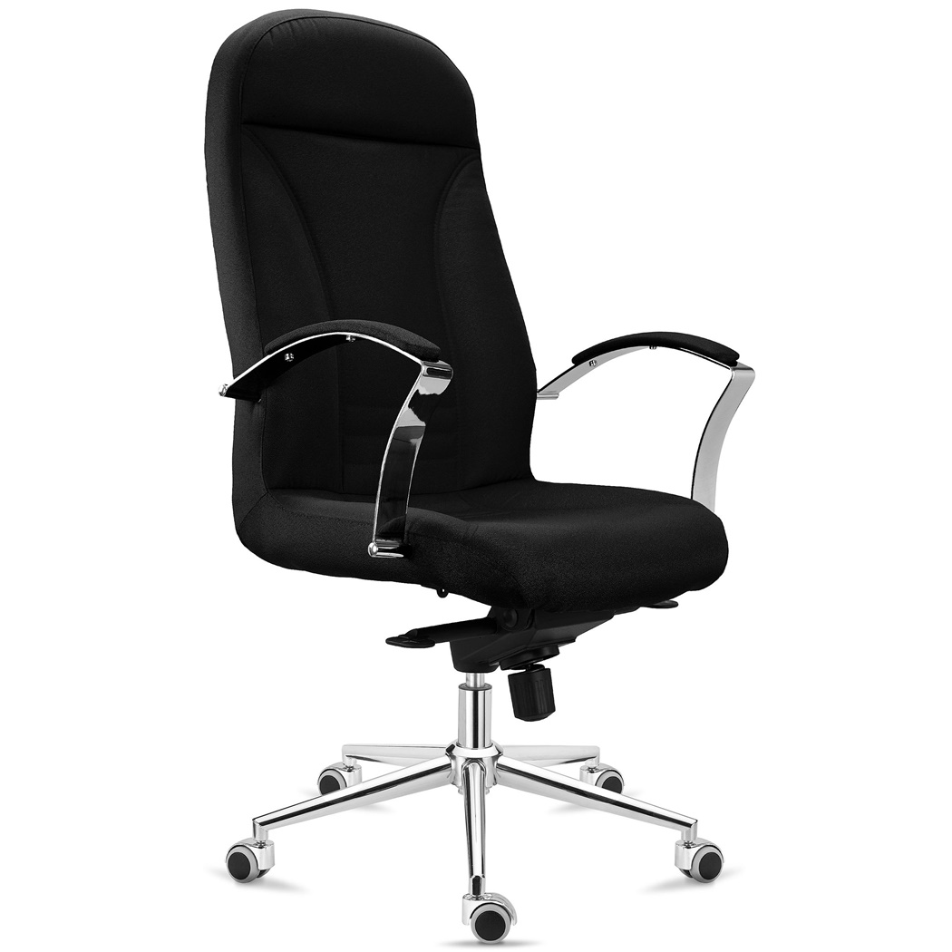 Fauteuil de Bureau CANCUN, Rembourrage Épais, Dossier Haut, en Tissu Noir