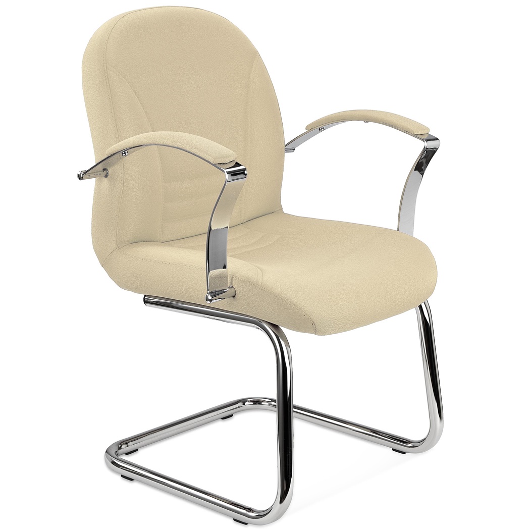 Chaise visiteur CANCUN, Rembourrage Épais, Structure Métallique, en Tissu Crème