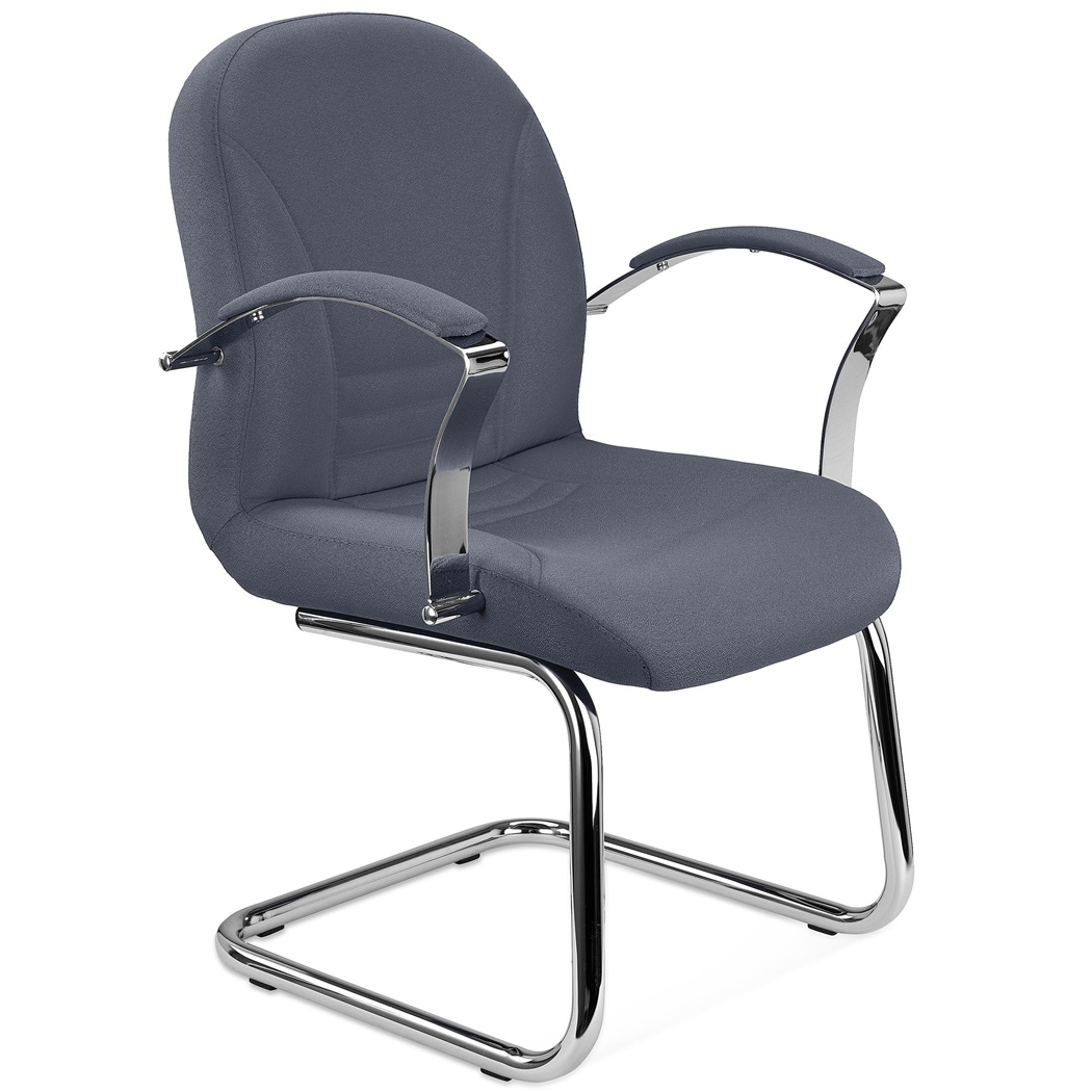 Chaise visiteur CANCUN, Rembourrage Épais, Structure Métallique, en Tissu Gris