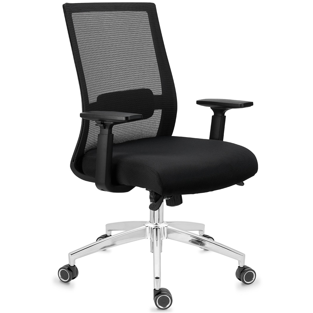 Chaise Ergonomique NIXON, Support Lombaire, Piétement Métallique, Utilisation 8H, en Noir