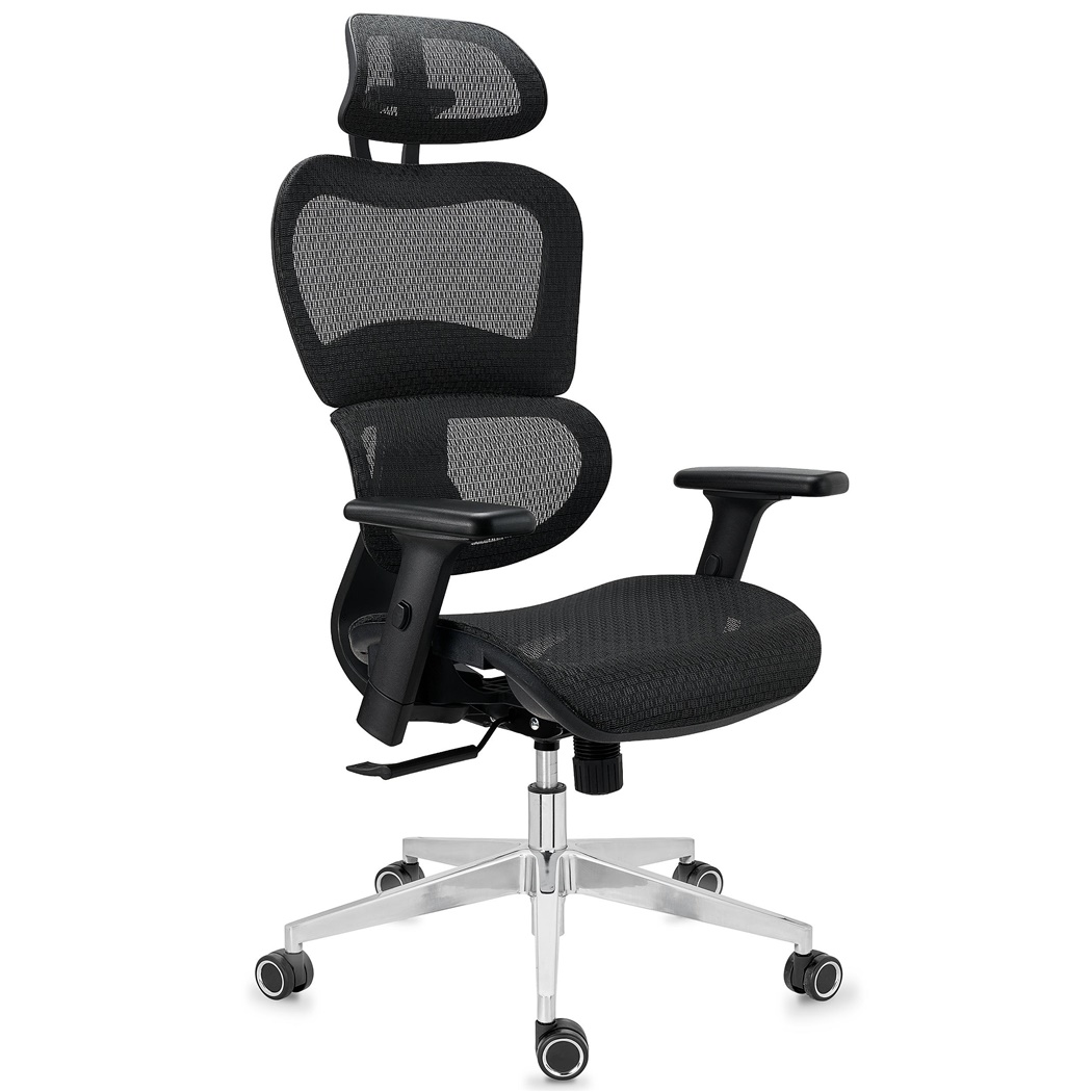 DEMO# Chaise Ergonomique VICTORY, 100% Ajustable, Utilisation Intensive 8h, en Maille, Noir