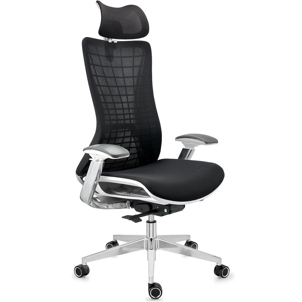 DEMO# Chaise Ergonomique ENERGY, Appui-tête, Excellente Qualité, en Maille, Noir