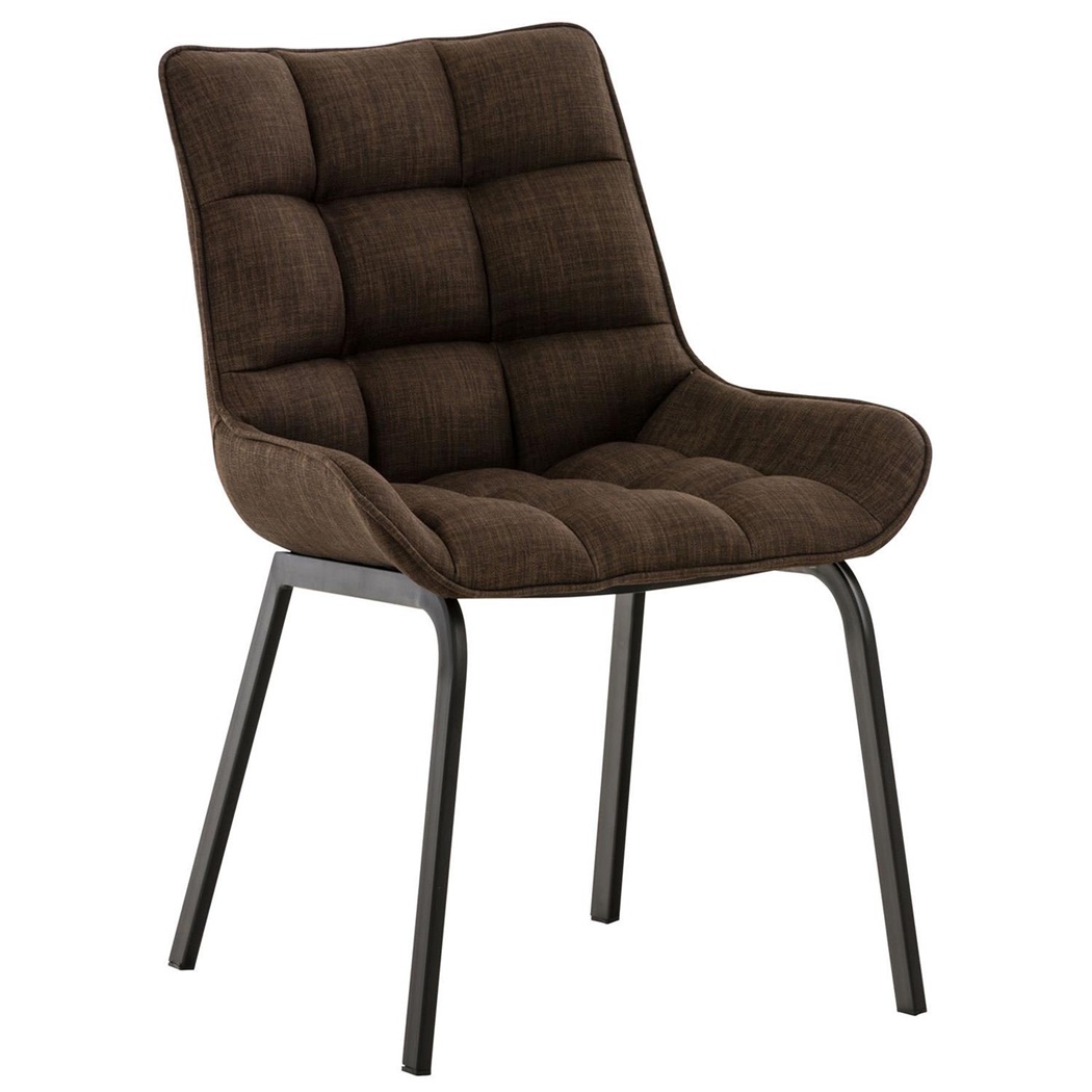 Fauteuil visiteur TANGO, Rembourrage Épais, Pieds en Métal Noir, Tissu Marron