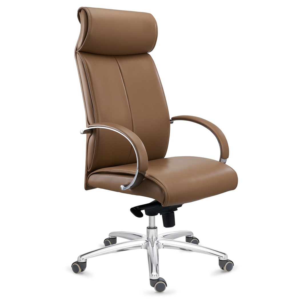 Fauteuil de Bureau PANAMA, Confortable et Élégant, Grande Qualité, Cuir Authentique Marron