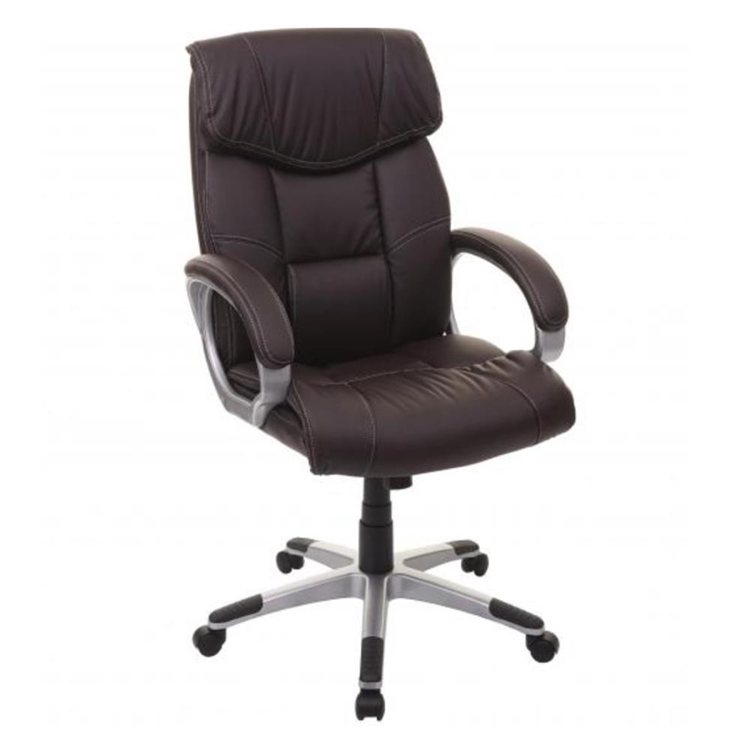 Fauteuil de bureau SANTIAGO BASE, Grand rembourrage, Mécanisme Basculant, Utilisation quotidienne 8h, Marron