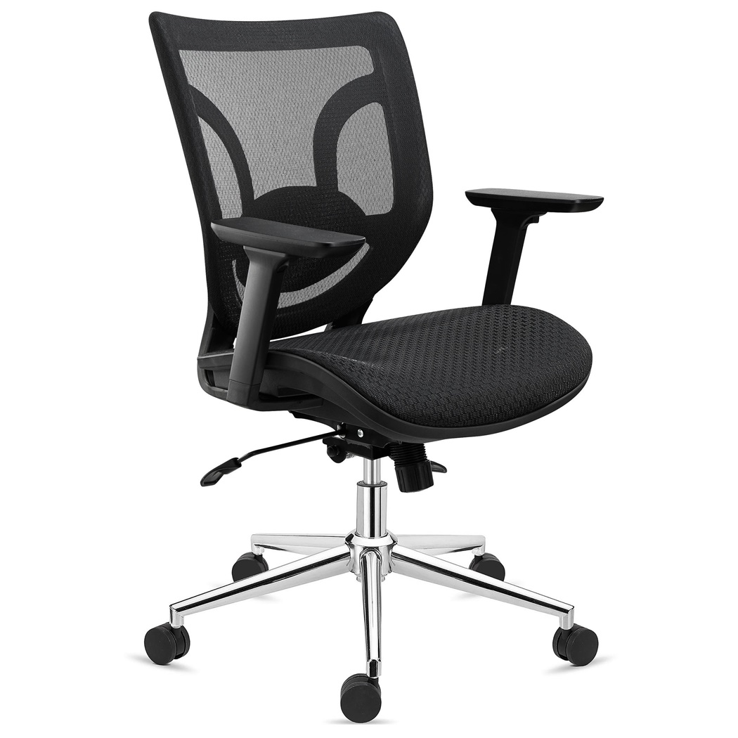 DEMO# Chaise Ergonomique LAMBO PRO, Support Lombaire, Assise en Maille, Accoudoirs 3D, Noir