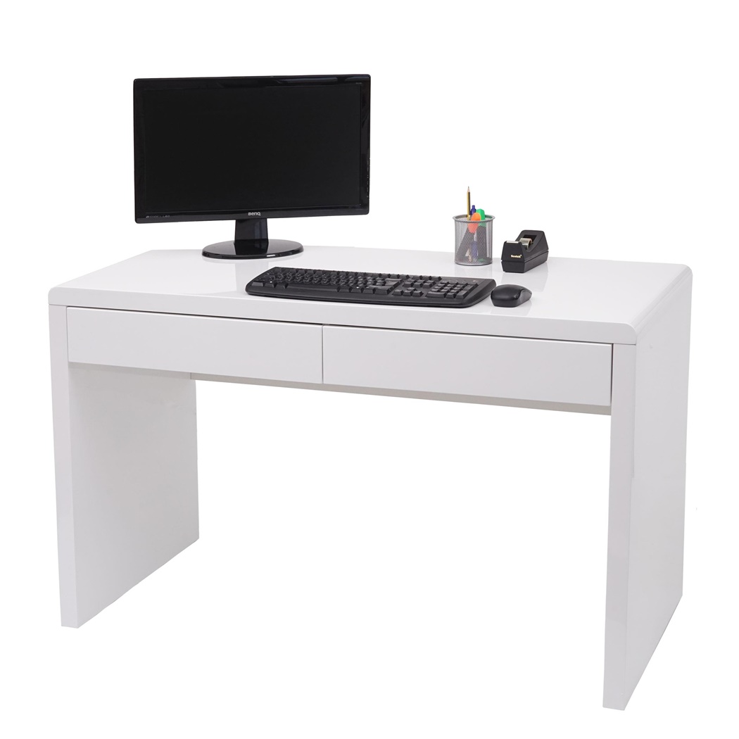 Bureau Informatique MANCHESTER, Dimensions 100x60x75 cm, en Bois, Blanc