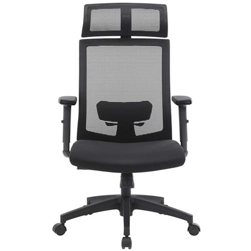 Chaise Ergonomique INSTA, Support Lombaire Réglable, Appui-tête Ajustable, Noir