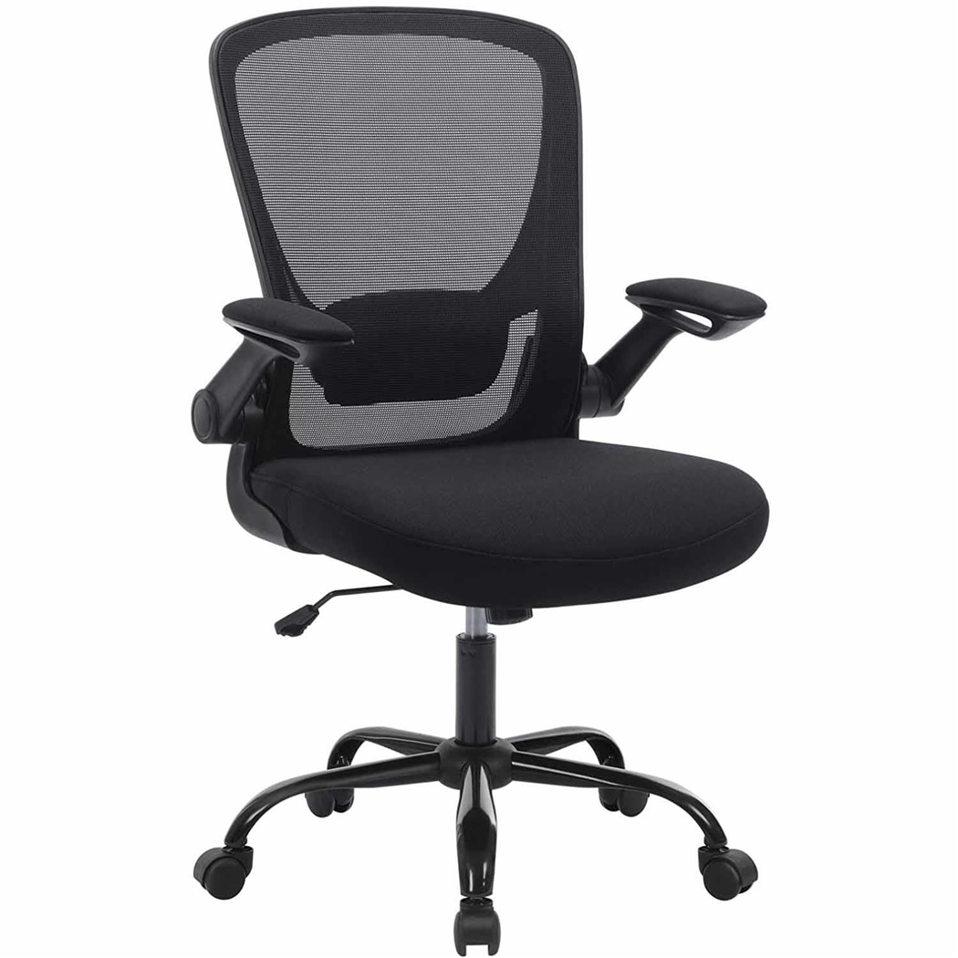 Chaise Ergonomique AVALON, Accoudoirs Rabattables, Support Lombaire, Noir