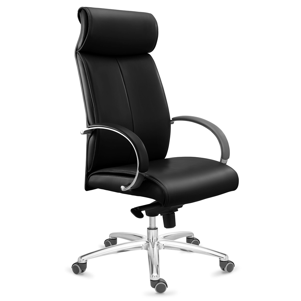 DEMO# Fauteuil de Bureau PANAMA, Confortable et Élégant, Grande Qualité, Cuir Authentique Noir