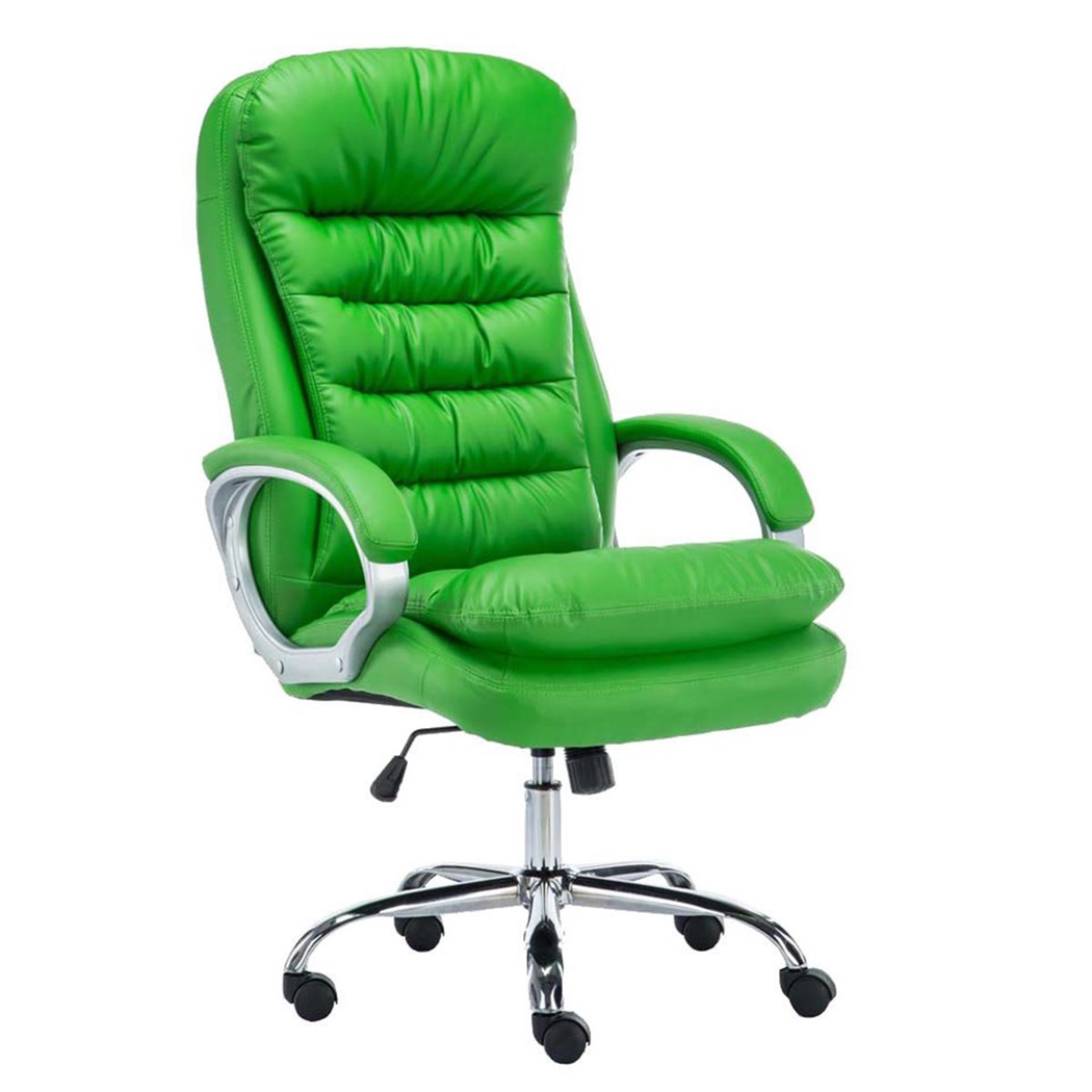 Fauteuil de Bureau CANNES, Grand rembourrage, Résistant jusqu'à 150 kg, Cuir, Vert