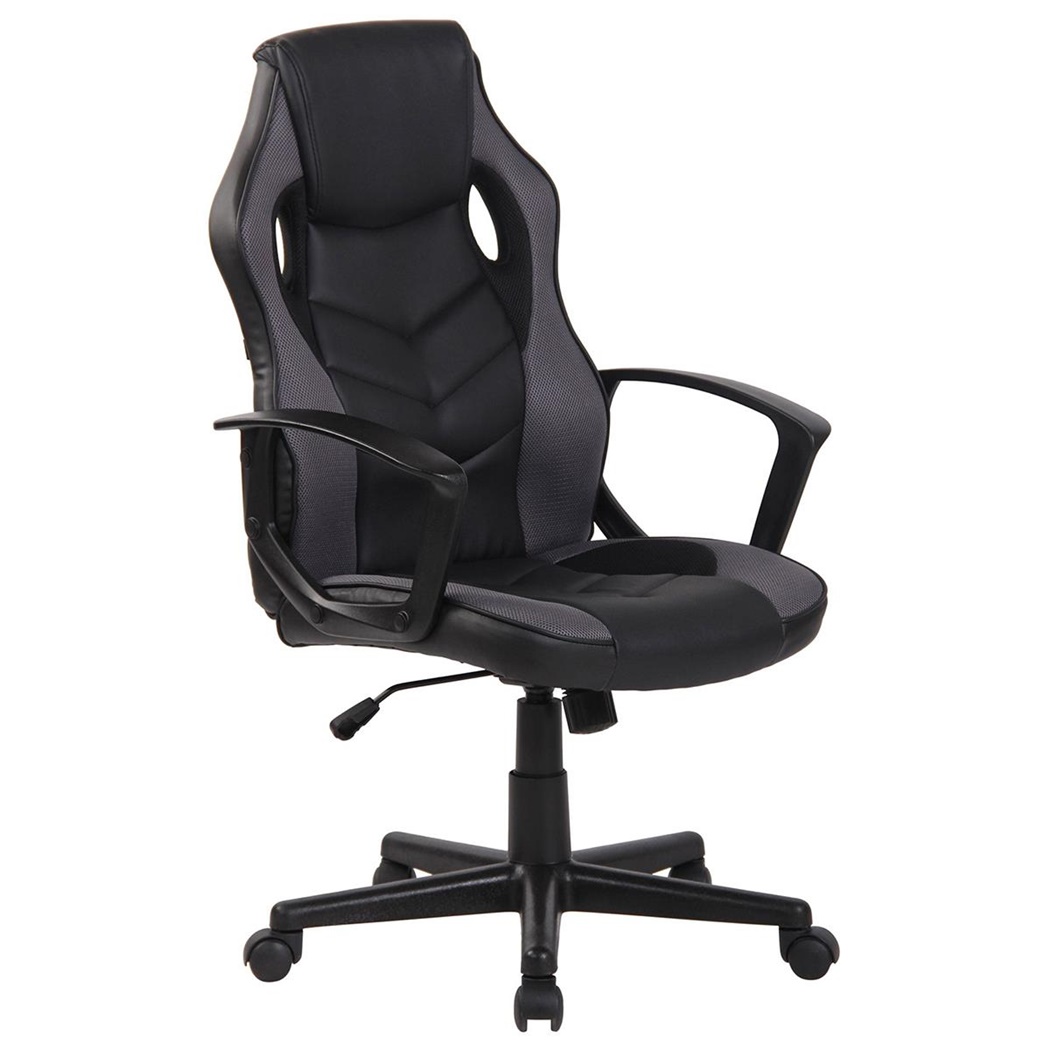 Fauteuil Gaming DELI, Forme Ergonomique, Mécanisme Basculant, en Cuir, Noir