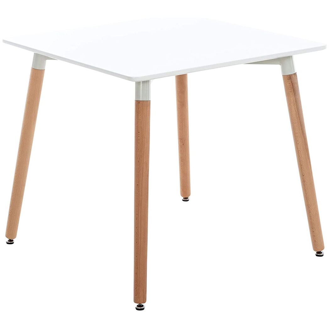 Table d’appoint BERGER, 80x80x70 cm, Pieds Bois, Plateau Bois Blanc