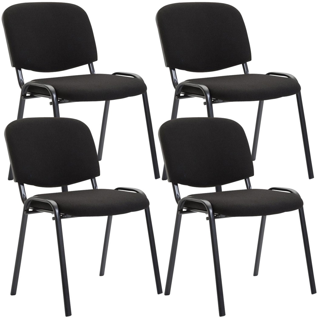 Lot de 4 Chaises Visiteur MOBY CUIR, Commode et Pratique, Prix Incroyable, Noir et Piétement Noir