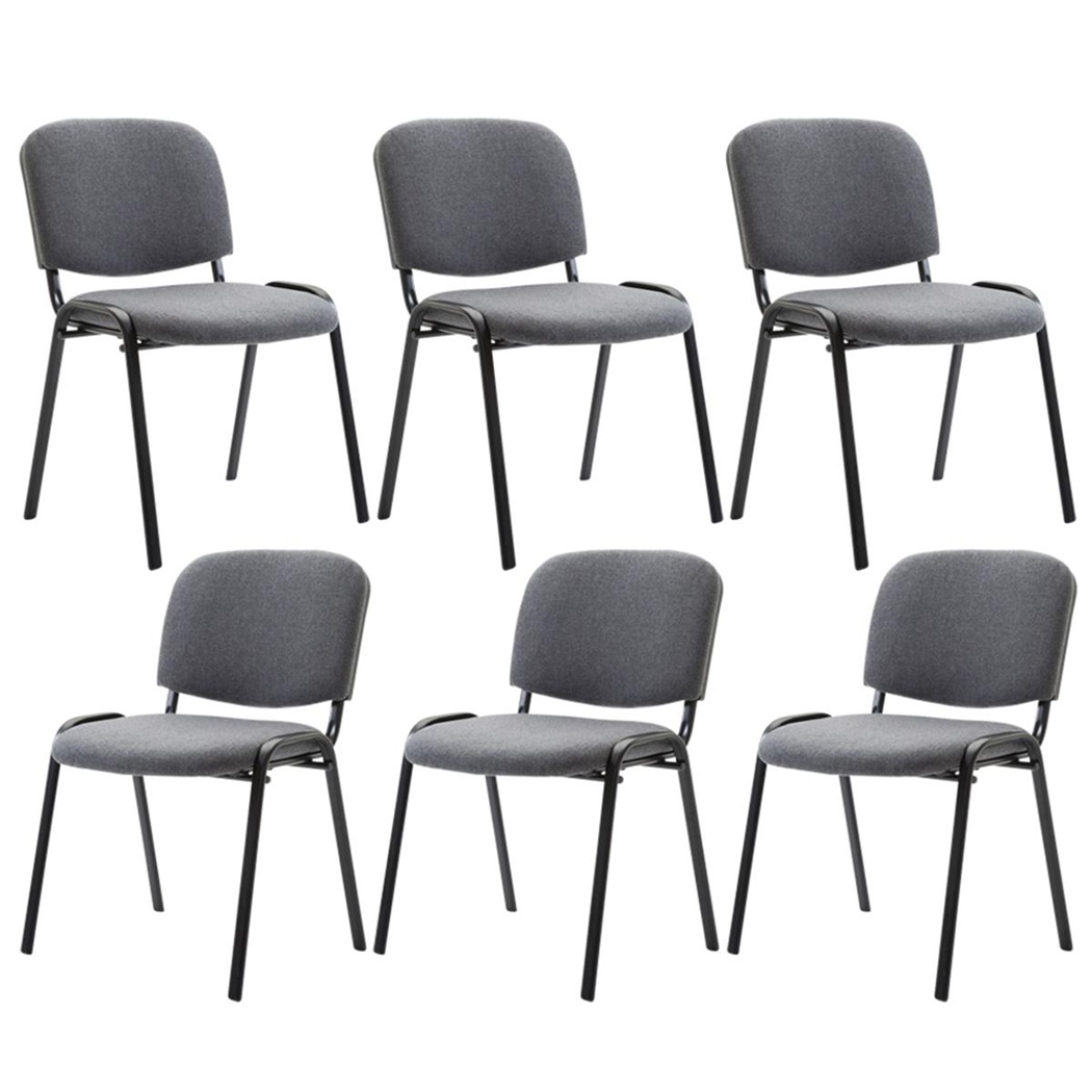 Lot de 6 chaises visiteur MOBY TISSU, Commode et Pratique, Prix Incroyable, Gris et Piétement Noir