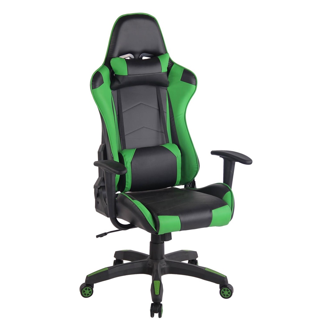 Fauteuil de bureau Gamer DARIUS, Dossier Inclinable, Coussins Inclus, Noir et Vert