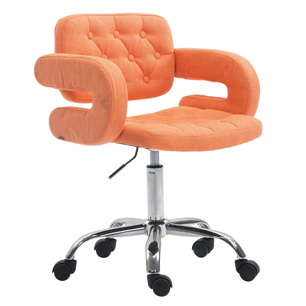 Chaise de Bureau SAMSON, Grand rembourrage, Piétement Métallique, Revêtement en Tissu, Orange