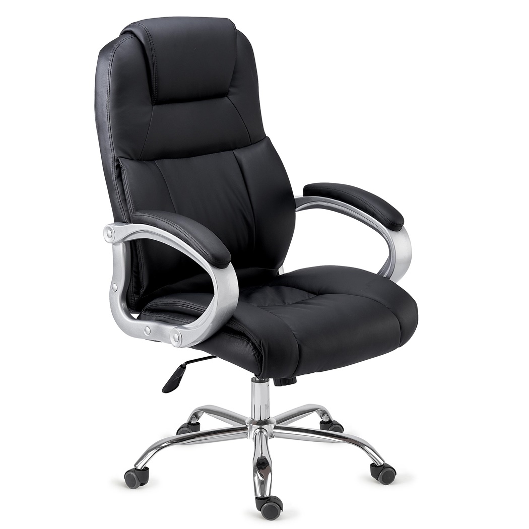 DEMO# Fauteuil de bureau BOSTON, Grand rembourrage, Structure en Acier, Noir