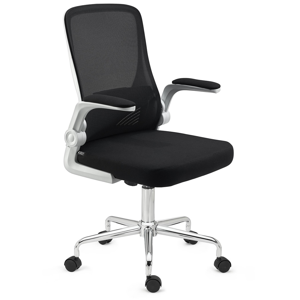 DEMO# Chaise de Bureau FOLD, Accoudoirs Rabattables, Support Lombaire, Blanc