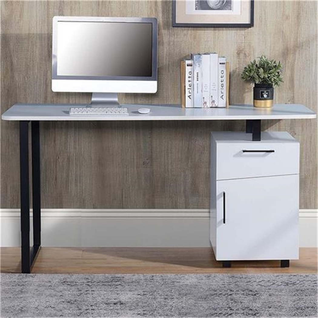 Bureau informatique MAGNOLIA, 150x60x76 cm, avec Tiroir, Bois Blanc