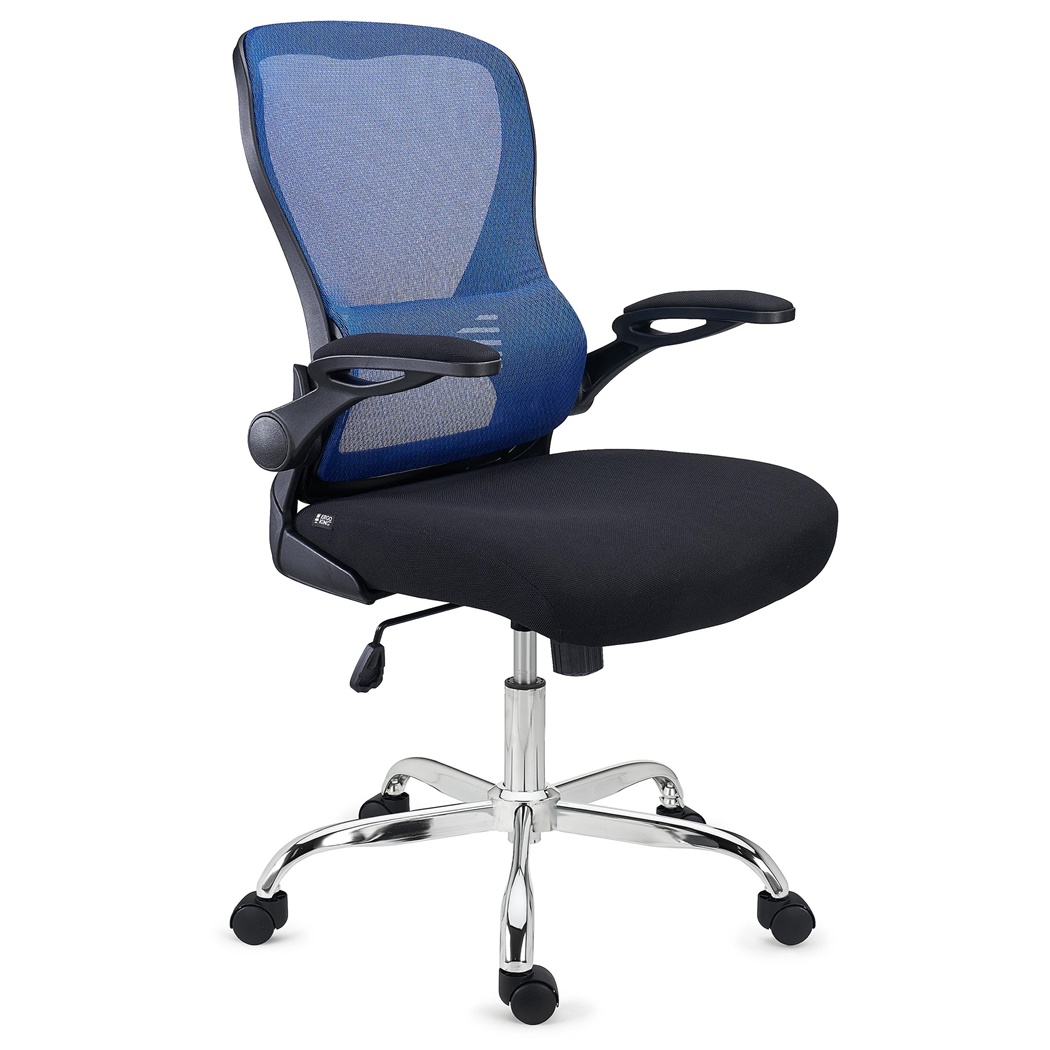 Chaise de Bureau CORFU, Accoudoirs Rabattables, Design Ergonomique, Bleu