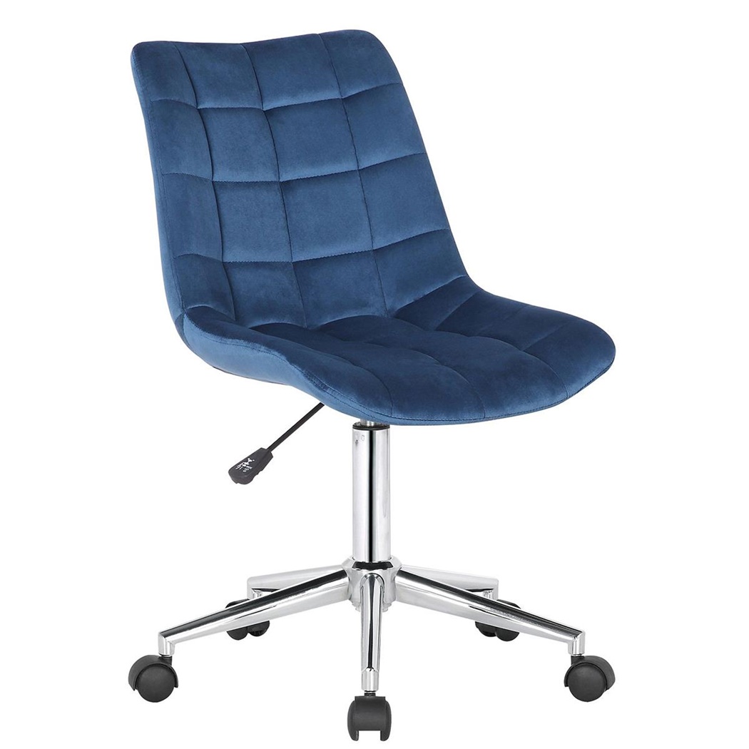 Chaise de Bureau SAMMY, Structure Métallique, Velours Bleu
