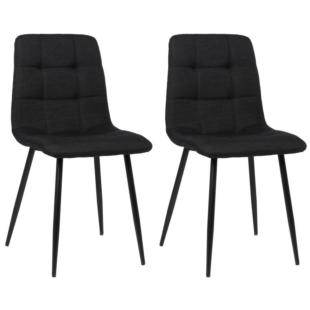 Lot de 2 Chaises Visiteur RIAD, Structure Métallique Robuste, Tissu Noir