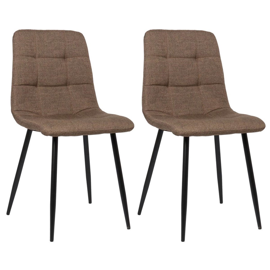 Lot de 2 Chaises Visiteur RIAD, Structure Métallique Robuste, Tissu Marron