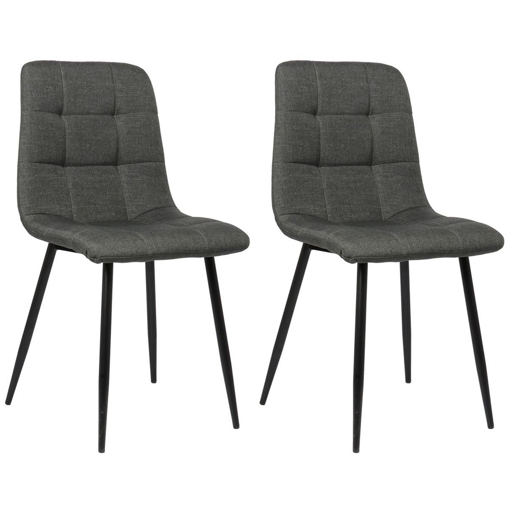 Lot de 2 Chaises Visiteur RIAD, Structure Métallique Robuste, Tissu Gris Foncé