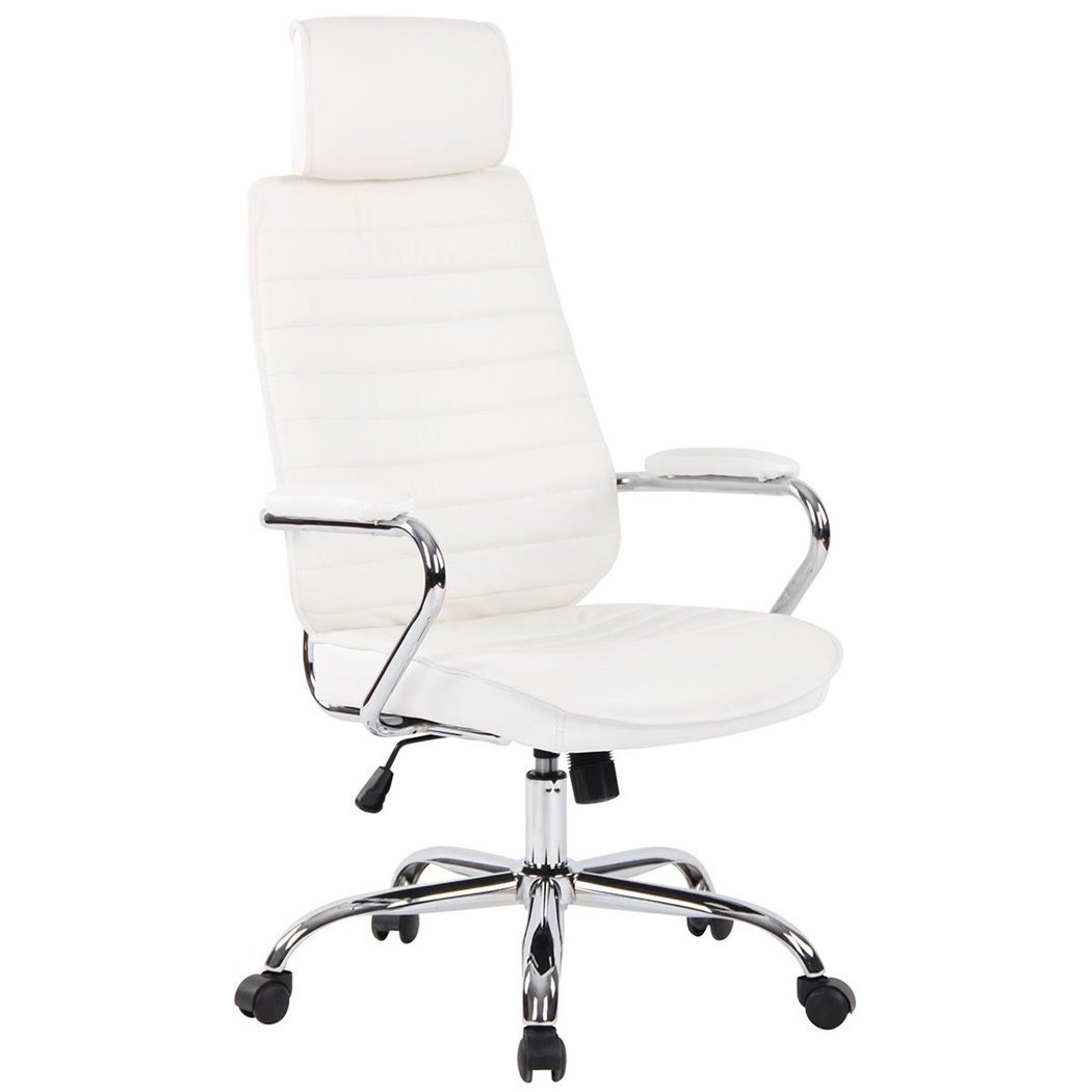 Fauteuil de Direction RENO CUIR ATHENTIQUE, Structure Métallique, Blanc