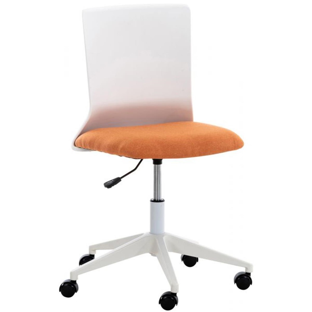 Chaise de bureau TURY, Structure Blanche, Assise en Tissu, Orange