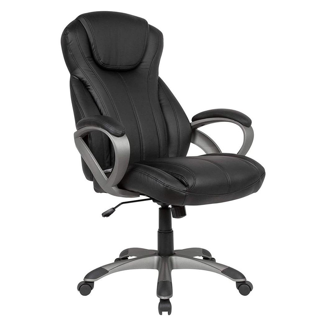 Fauteuil de Bureau ASTRID, Rembourrage Confortable, Mécanisme d'Inclinaison, en Cuir Noir