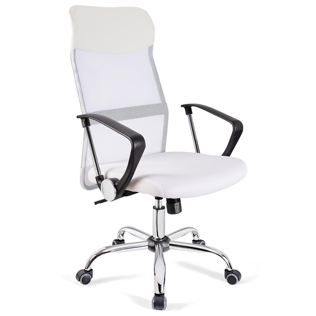 DEMO# Chaise de bureau ASPEN, Maille Respirable et cuir, assise rembourrée, Prix incroyable, Blanc