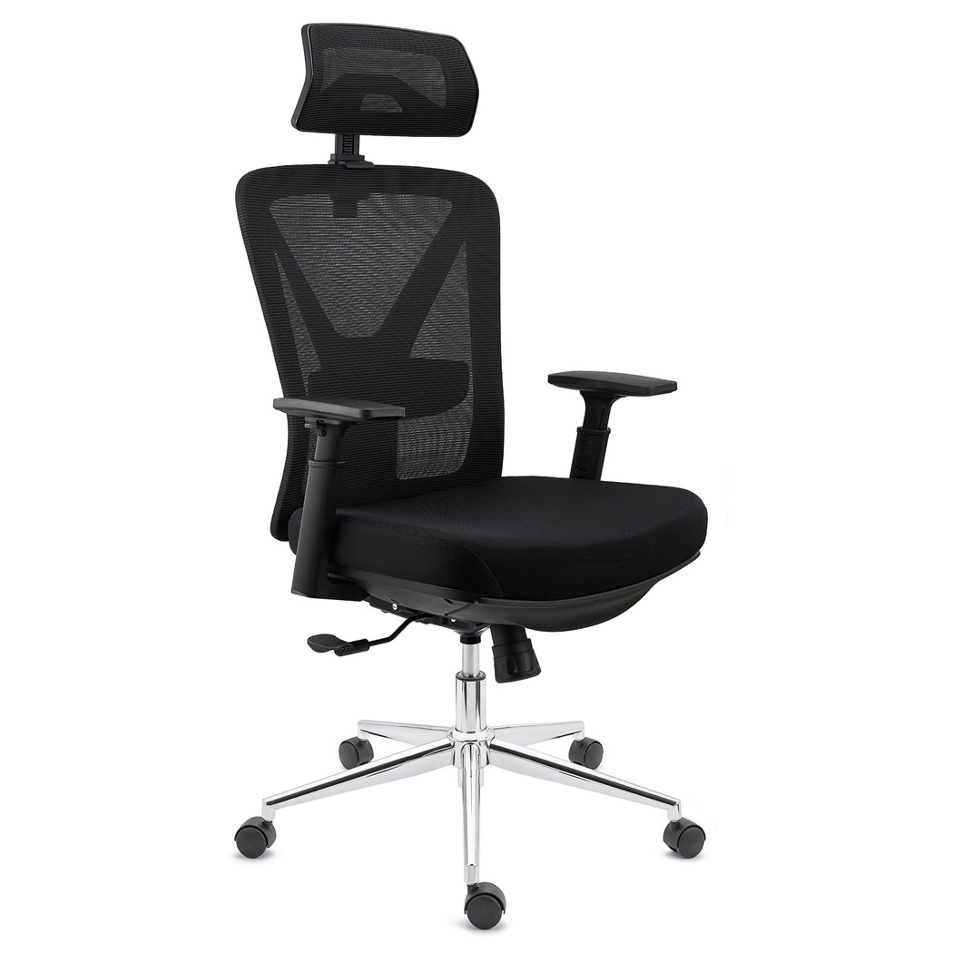 DEMO# Chaise Ergonomique TOWER, Repose-Pieds Extensible, Support Lombaire, Noir