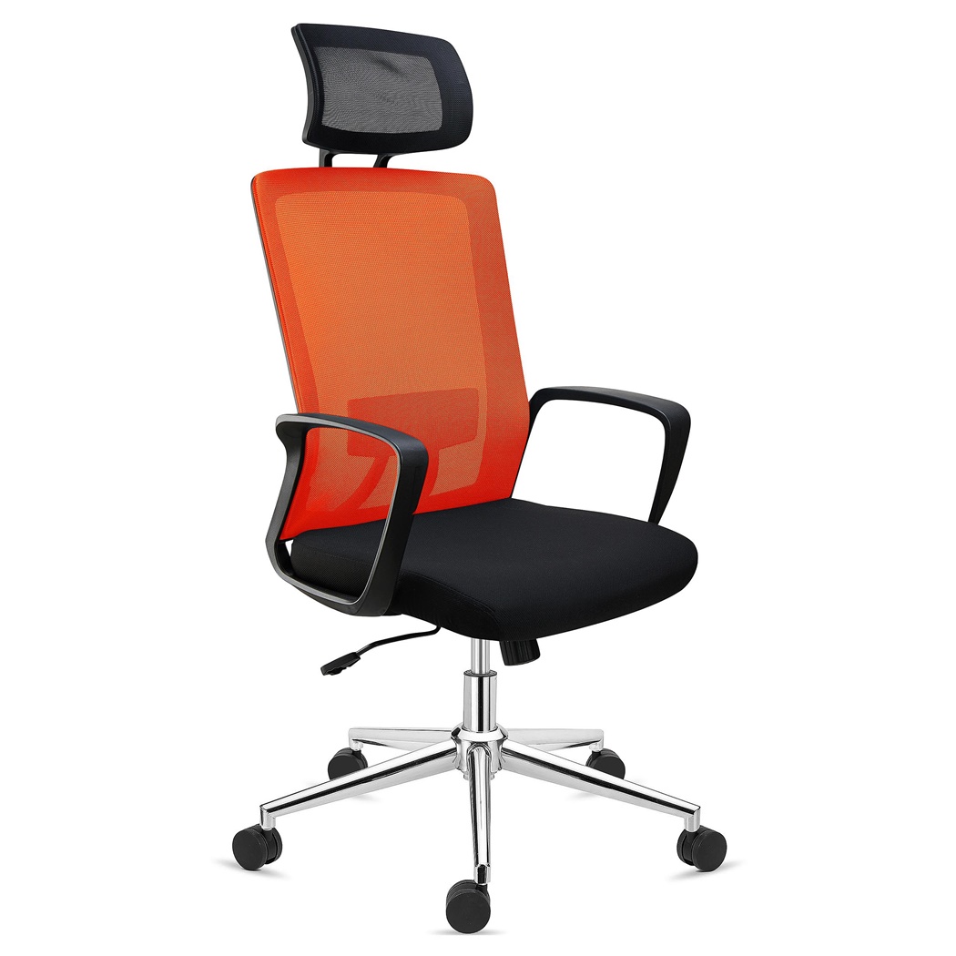 Chaise de Bureau ERGOCITY, Appui-Tête, Support Lombaire, Dossier Basculant, Orange