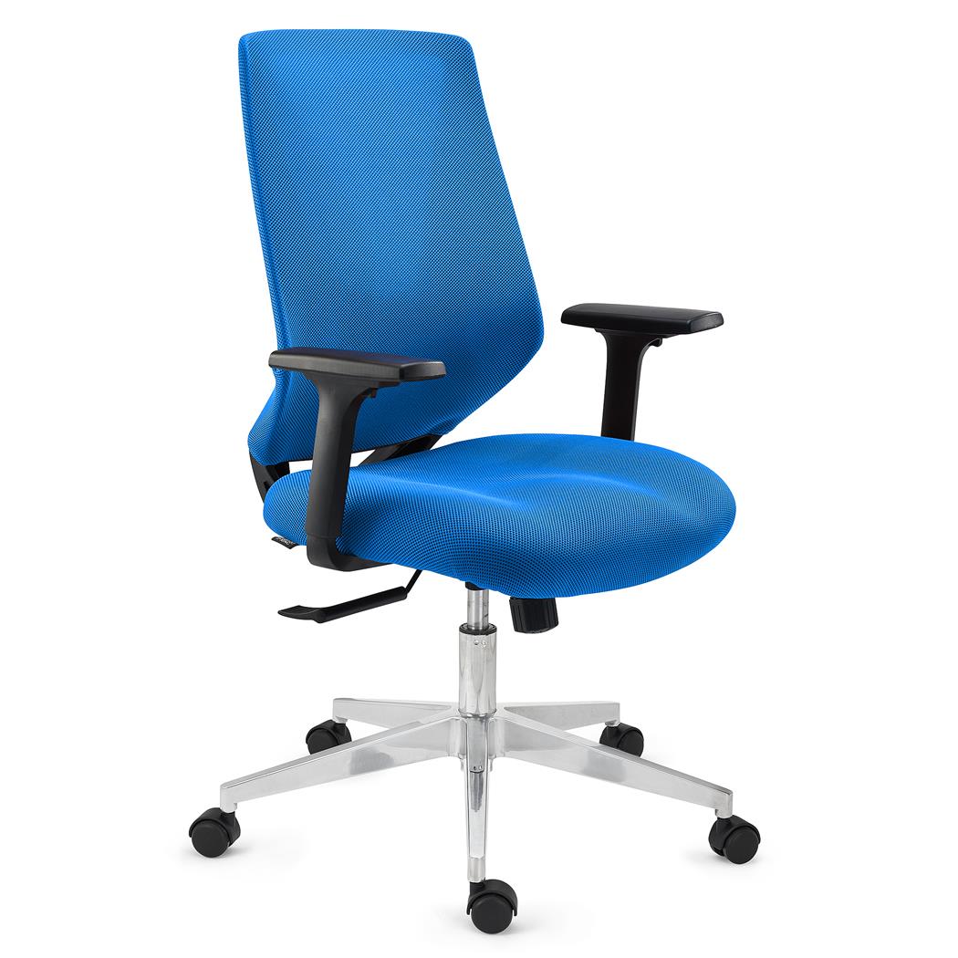 DEMO# Chaise Ergonomique NOLAN, Design Élégant, Confortable, en Maille et Tissu, Bleu