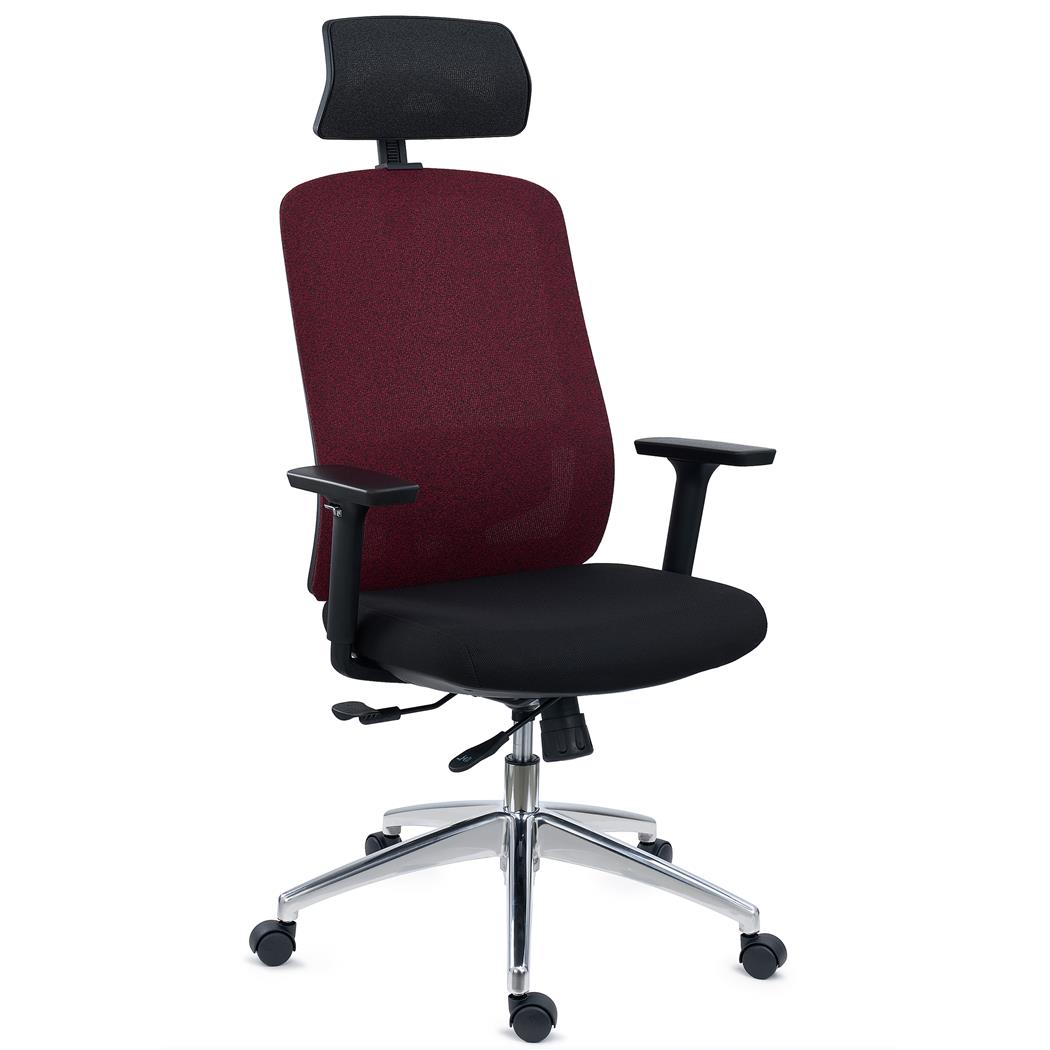 Chaise Ergonomique ASTRA LUX, Appui-tête, Assise Ajustable en Profondeur, Utilisation Intensive 8h, Inclinaison Synchrone, Bordeaux