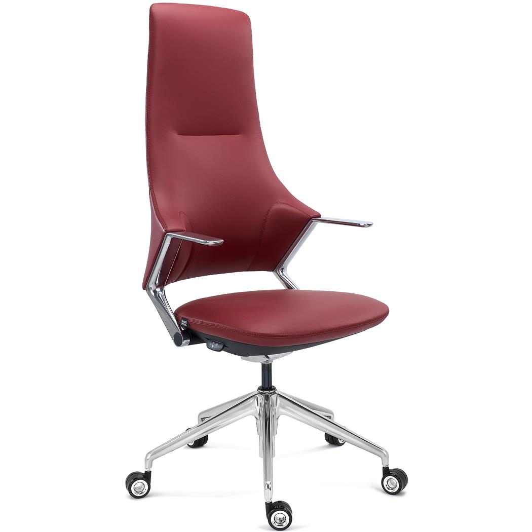 Fauteuil de Bureau BOHÈME, Excellente Qualité, Design Unique, Aluminium et Cuir, Bordeaux