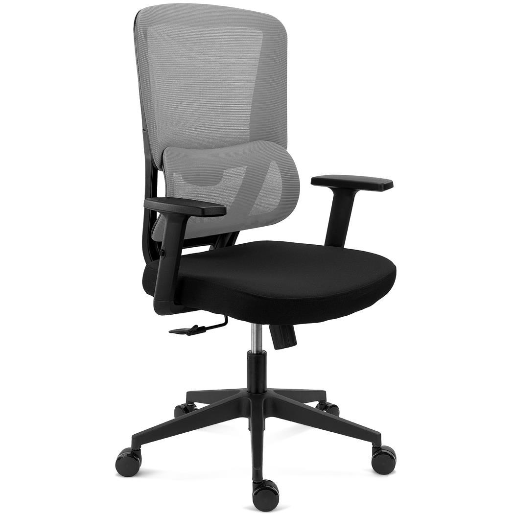 Chaise Ergonomique SUPRA, Utilisation Intensive, Support Lombaire, en Tissu et Maille Respirable, Gris