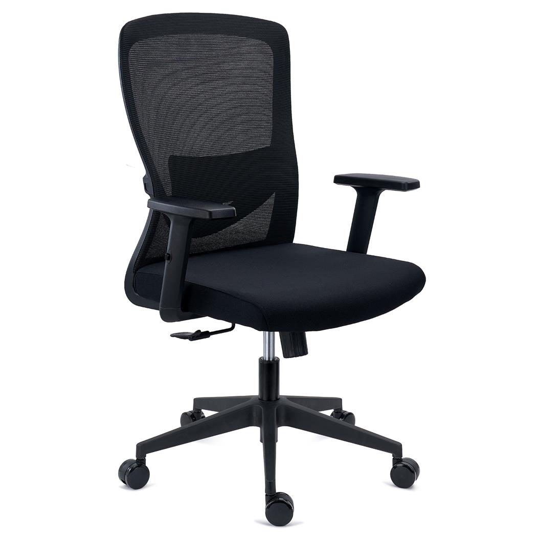 Chaise de Bureau NOTE, Utilisation Intensive de 8h, Support Lombaire Réglable, en Tissu et Maille Respirable, Noir