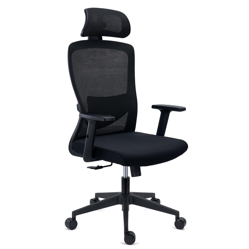 haise de Bureau NOTE PRO, Appui-tête, Utilisation Intensive de 8h, Support Lombaire Réglable, en Tissu et Maille Respirable, Noir