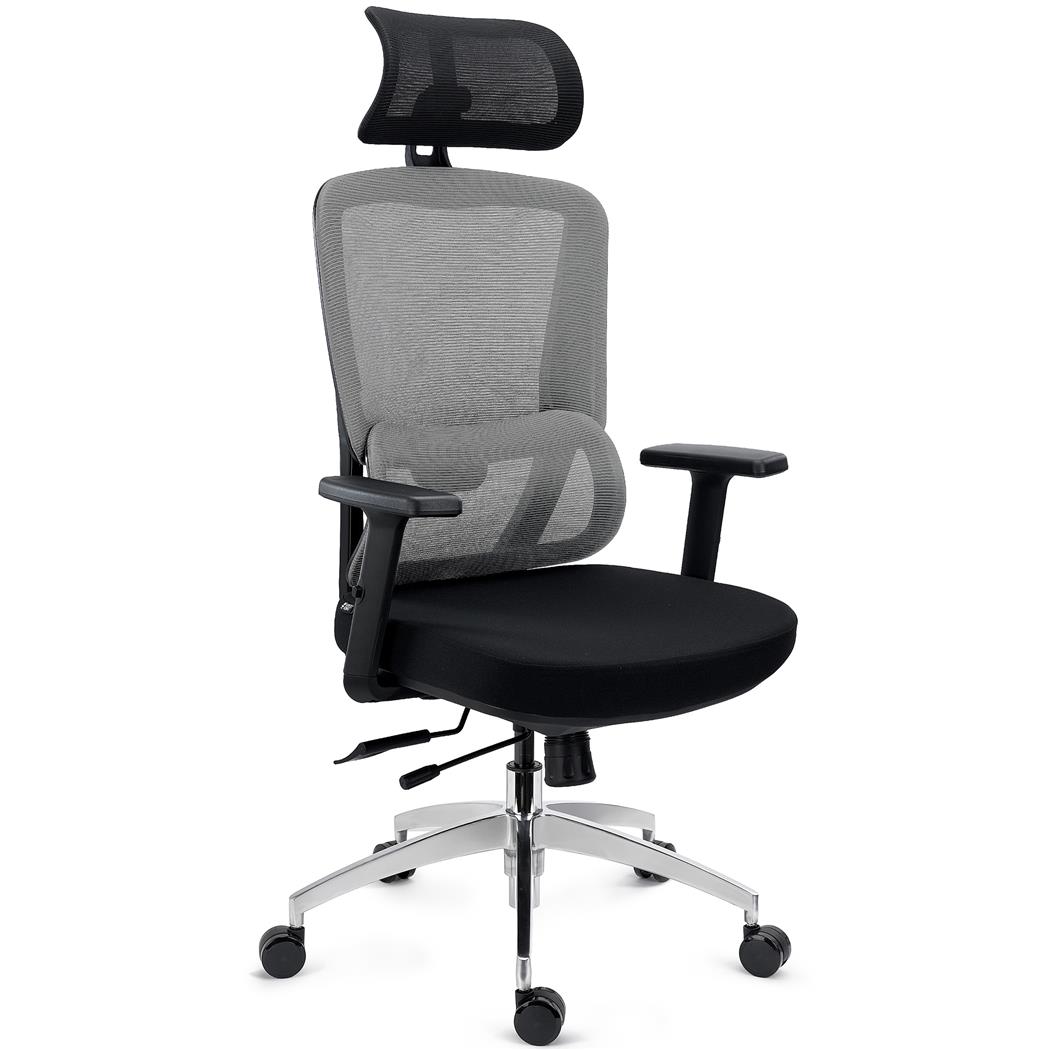 Chaise ergonomique SUPRA MAX, Réglages Avancés, Utilisation Intensive, Tissu et Maille Respirable, Gris
