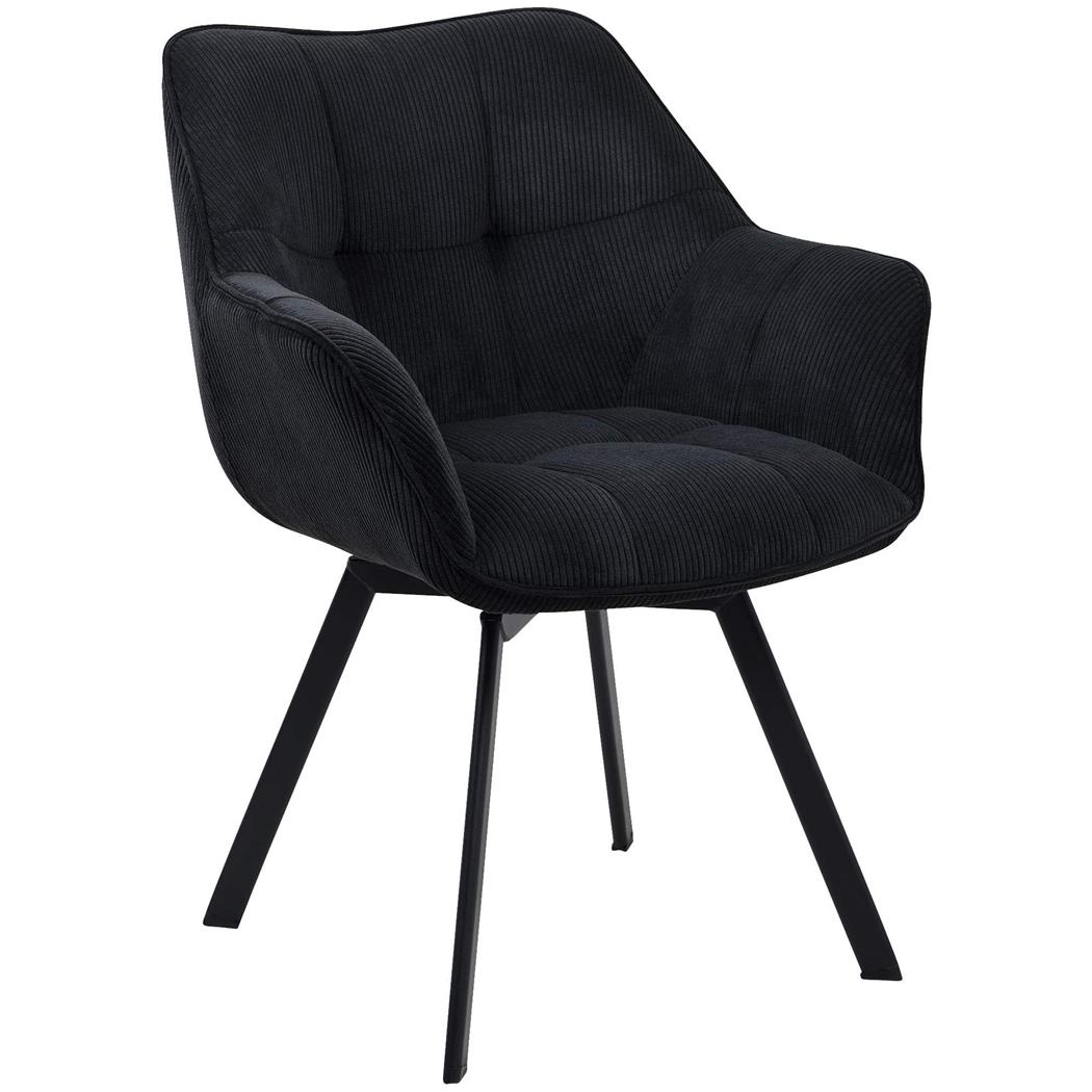 Chaise Visiteur TAMMY, Design Contemporain, en Tissu Velours Côtelé Noir