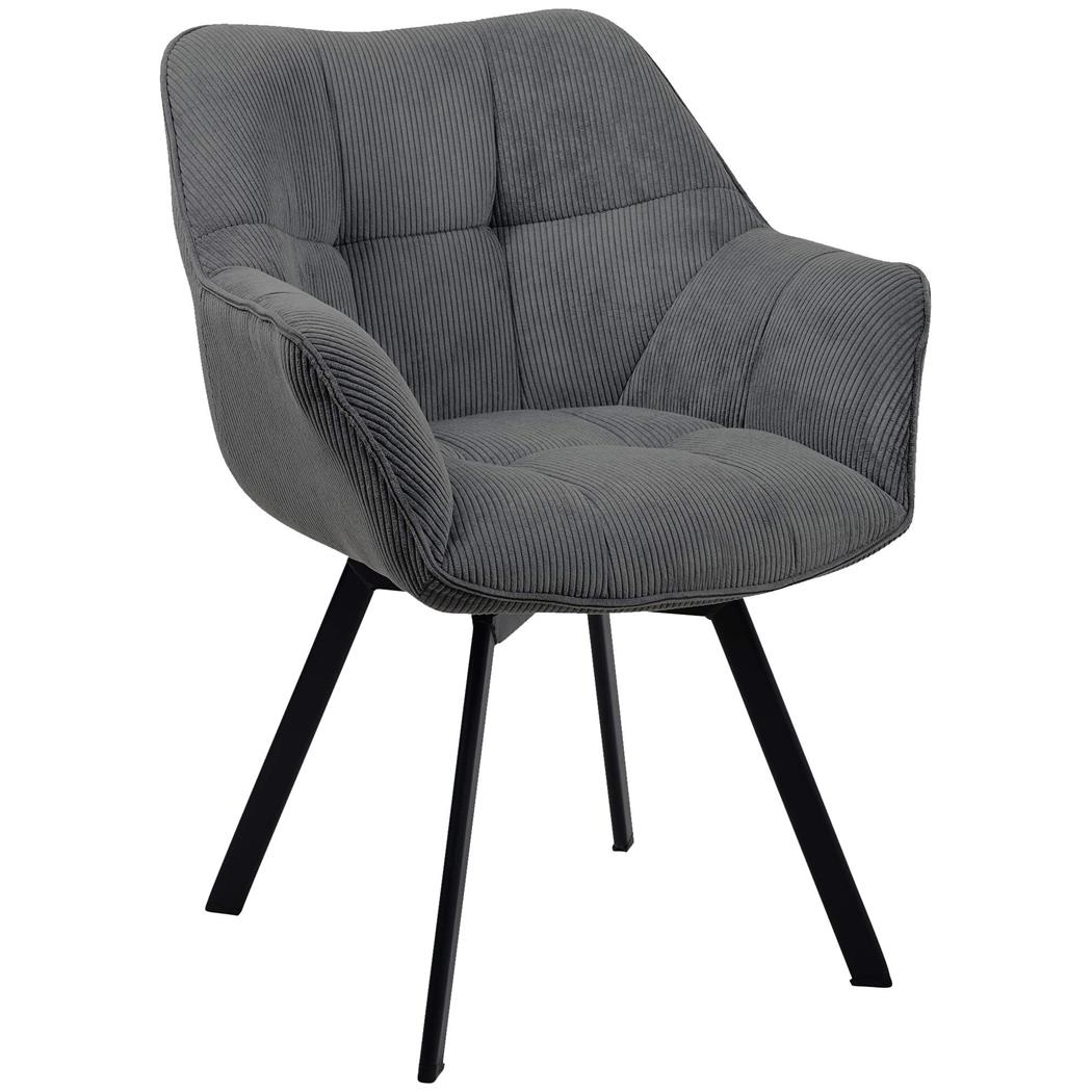 Chaise Visiteur TAMMY, Design Contemporain, en Tissu Velours Côtelé Gris Foncé
