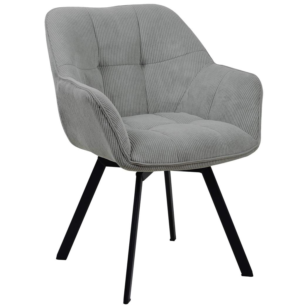 Chaise Visiteur TAMMY, Design Contemporain, en Tissu Velours Côtelé Gris