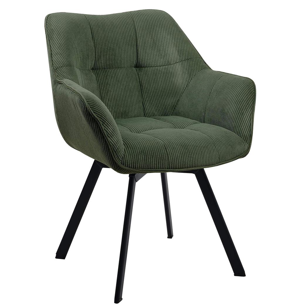 Chaise Visiteur TAMMY, Design Contemporain, en Tissu Velours Côtelé Vert