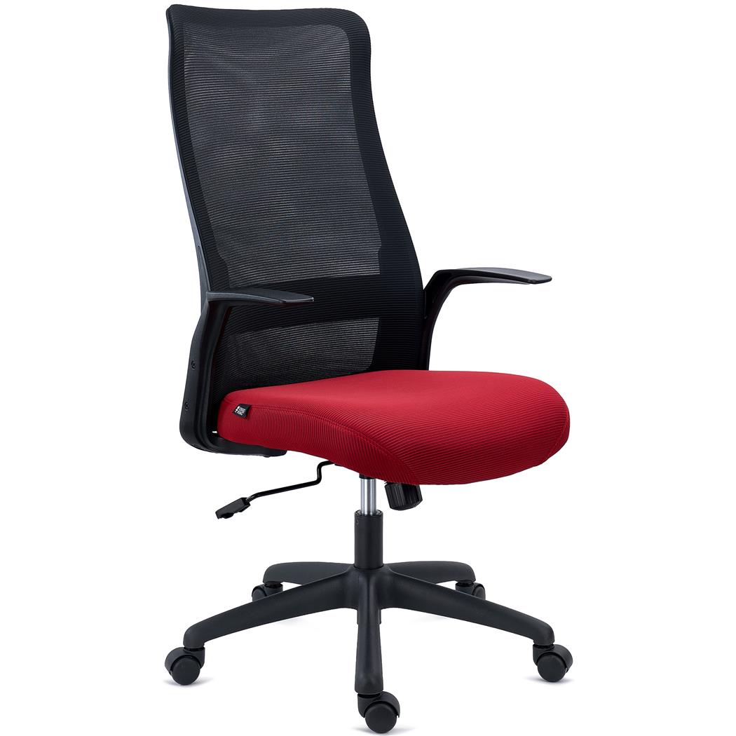 Chaise de Bureau SIERRA, Support Lombaire, Accoudoirs Design, en Tissu et Maille Respirable, Rouge