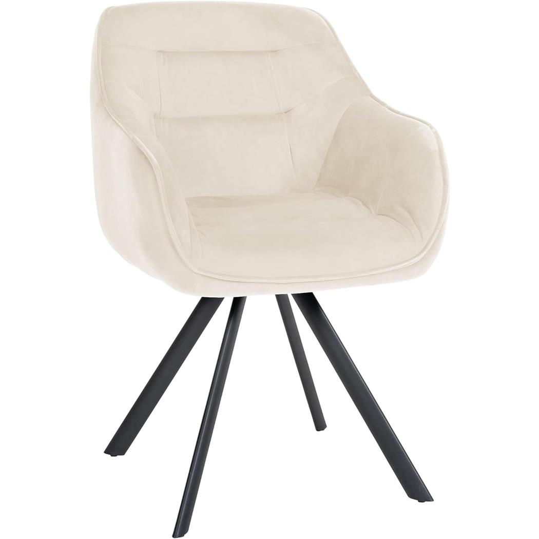 Chaise Visiteur CLODIS VELOURS, Piètement Métallique, Crème